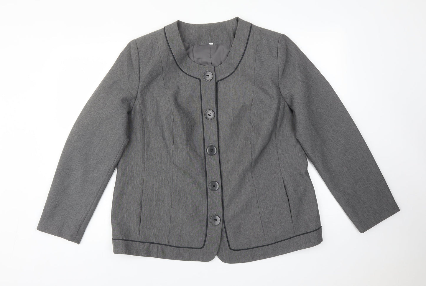Preworn Womens Grey  Polyester Jacket Suit Jacket Size 16