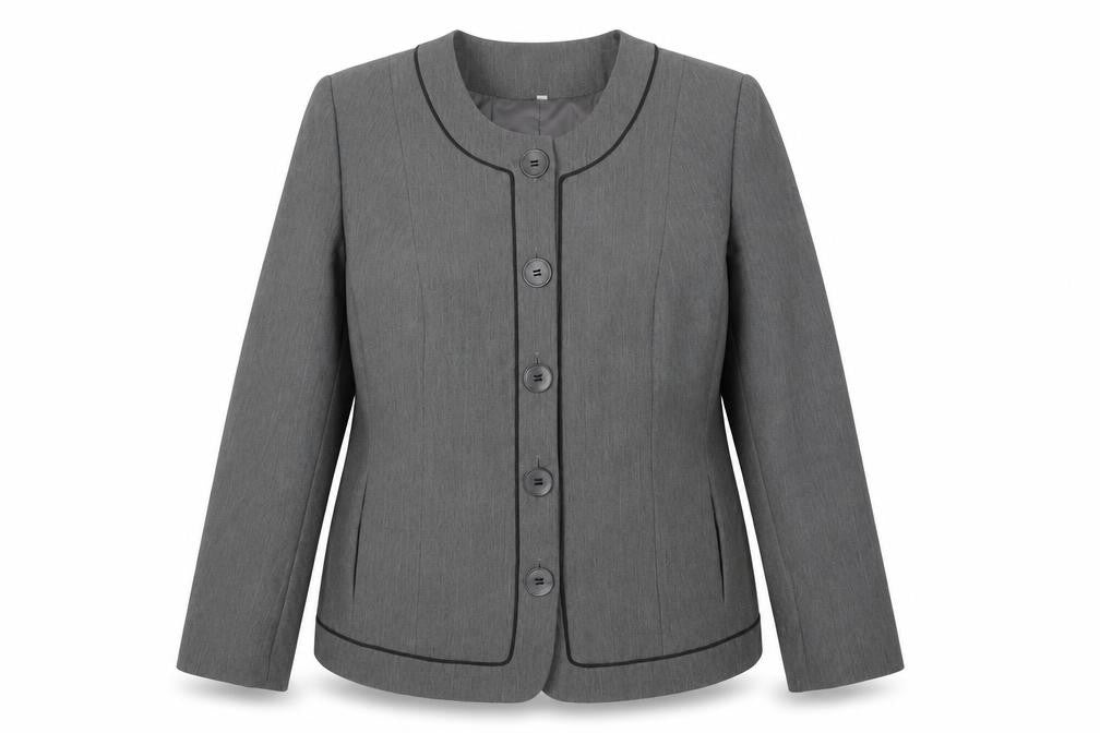 Preworn Womens Grey  Polyester Jacket Suit Jacket Size 16