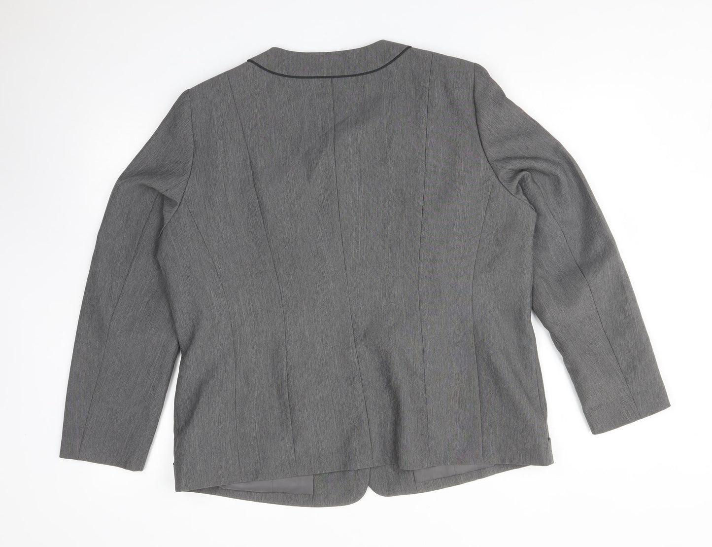 Preworn Womens Grey  Polyester Jacket Suit Jacket Size 16