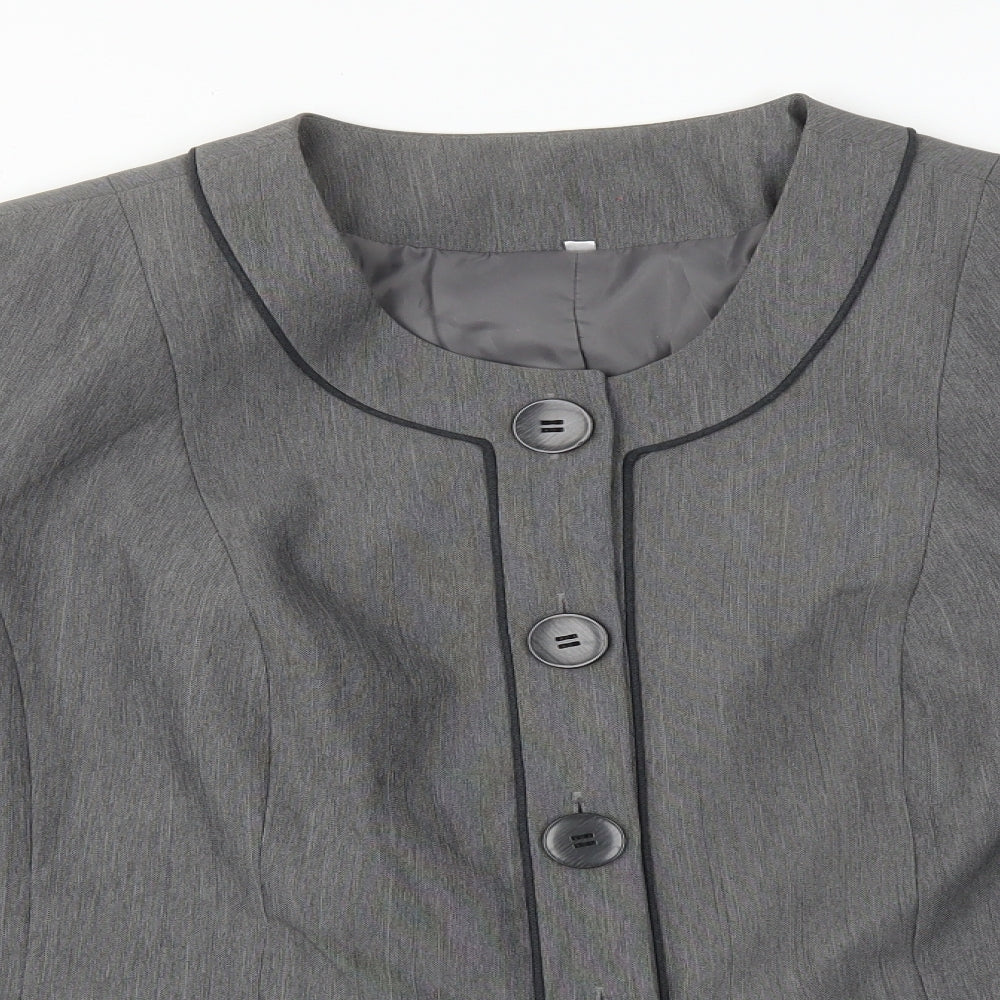 Preworn Womens Grey  Polyester Jacket Suit Jacket Size 16