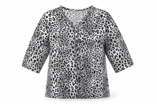 CANDA Womens Multicoloured Animal Print  Basic T-Shirt Size XL V-Neck