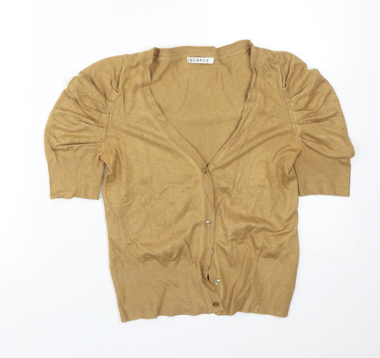 George Womens Brown V-Neck  Viscose Cardigan Jumper Size 8