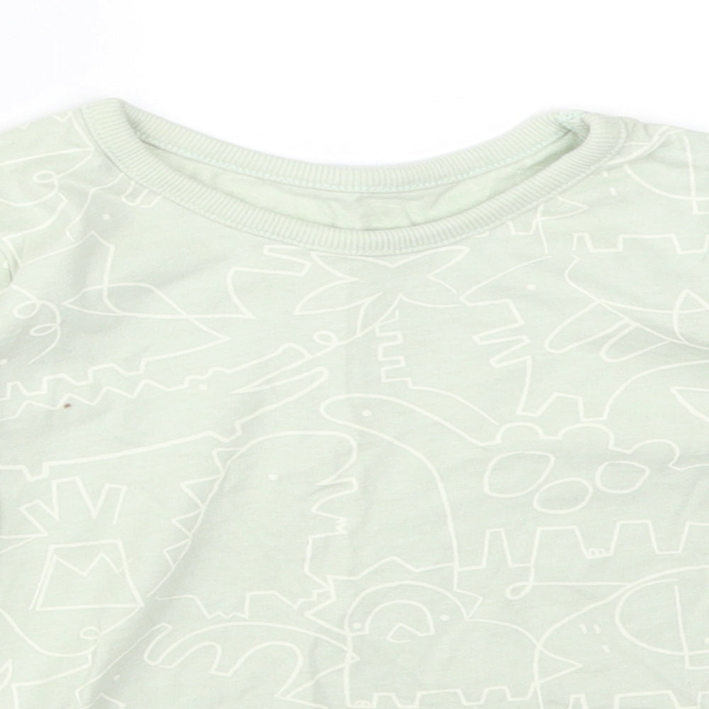 George Boys Green Animal Print Cotton Basic T-Shirt Size 12-18 Months Crew Neck  - DINOSAURS