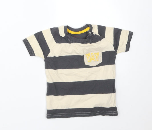 Primark Boys Multicoloured Striped Cotton Basic T-Shirt Size 6-9 Months Crew Neck  - YAY