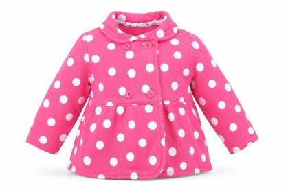 Carter's Girls Pink Polka Dot  Overcoat Coat Size 18 Months   Button - White Polka Dots