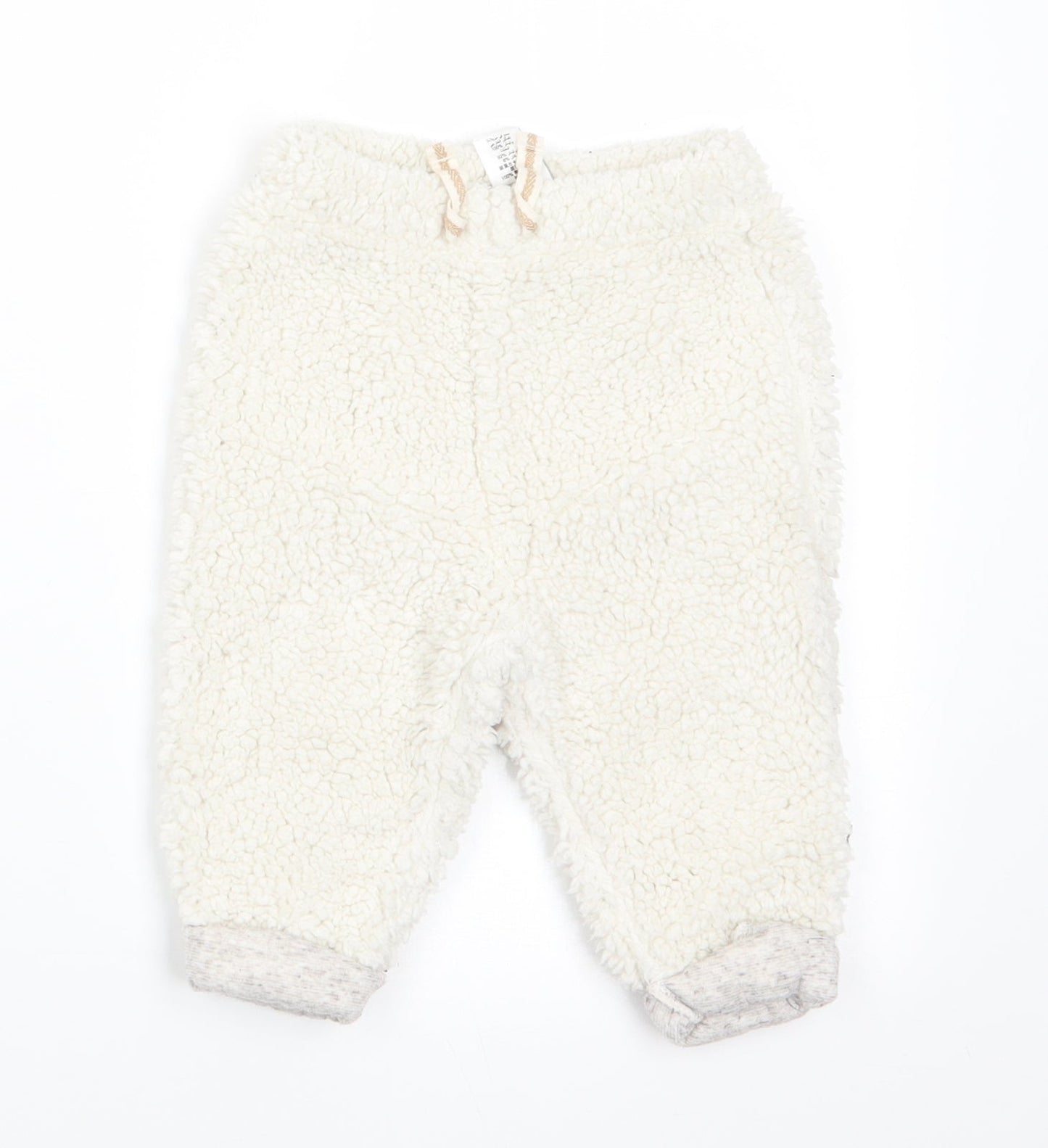 NEXT Baby Ivory  Polyester Jogger Trousers Size 6-9 Months  Pullover - Faux Sheep Fur with turn ups