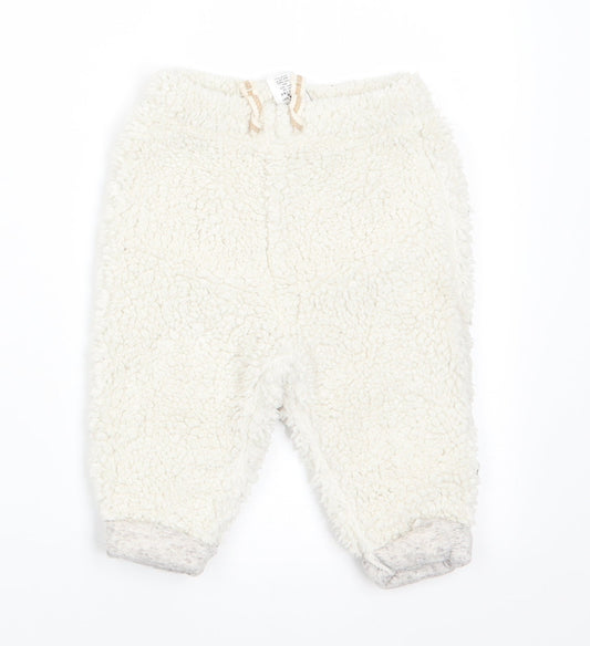 NEXT Baby Ivory  Polyester Jogger Trousers Size 6-9 Months  Pullover - Faux Sheep Fur with turn ups