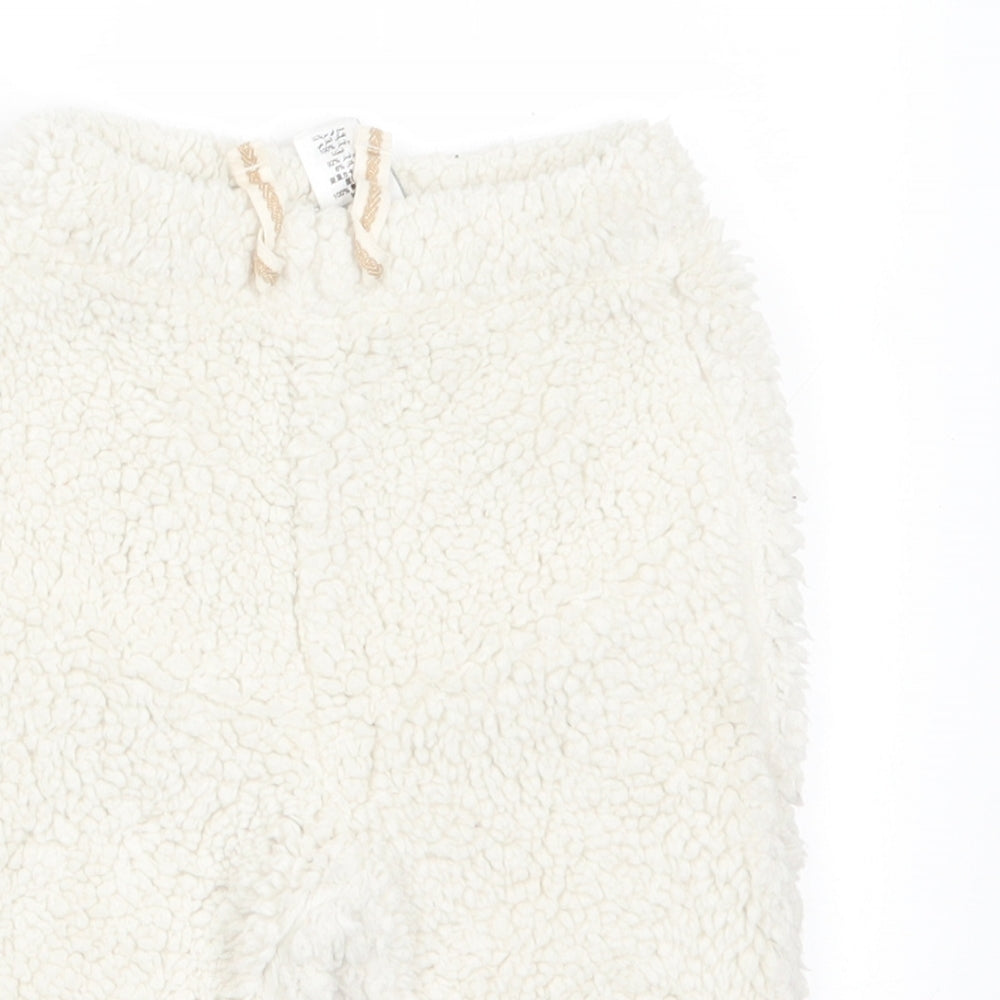 NEXT Baby Ivory  Polyester Jogger Trousers Size 6-9 Months  Pullover - Faux Sheep Fur with turn ups