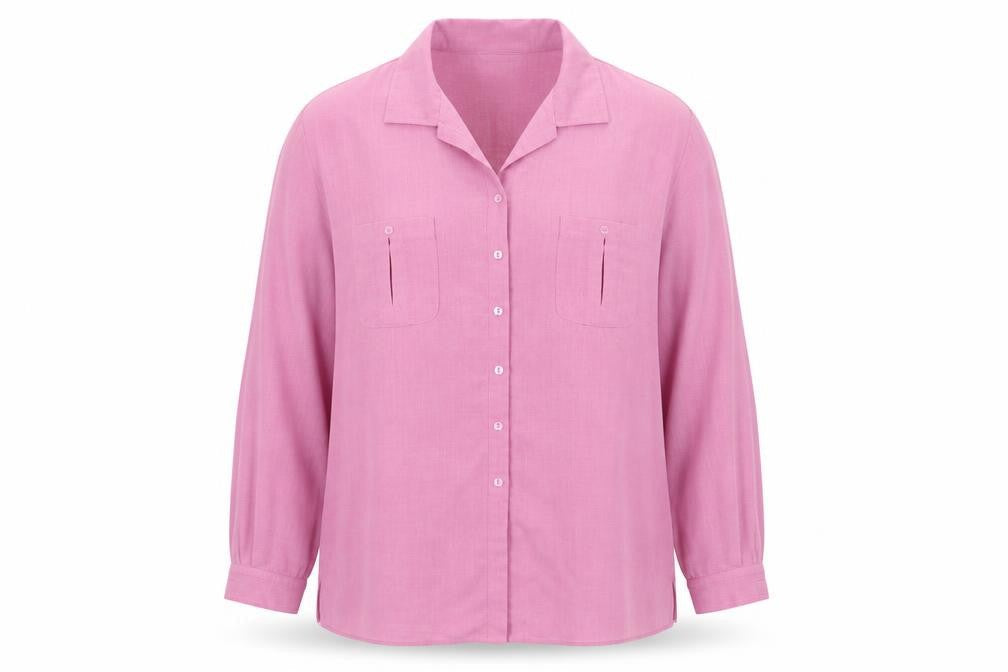 Berkertex Womens Pink  Polyester Basic Button-Up Size 24 Collared - Dusky Pink Trim to collar & pockets