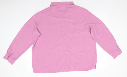 Berkertex Womens Pink  Polyester Basic Button-Up Size 24 Collared - Dusky Pink Trim to collar & pockets