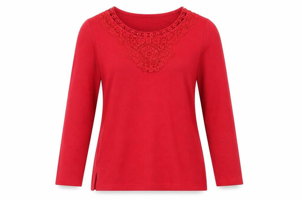 Bonmarché Womens Red Round Neck Polyester Pullover Jumper Size S