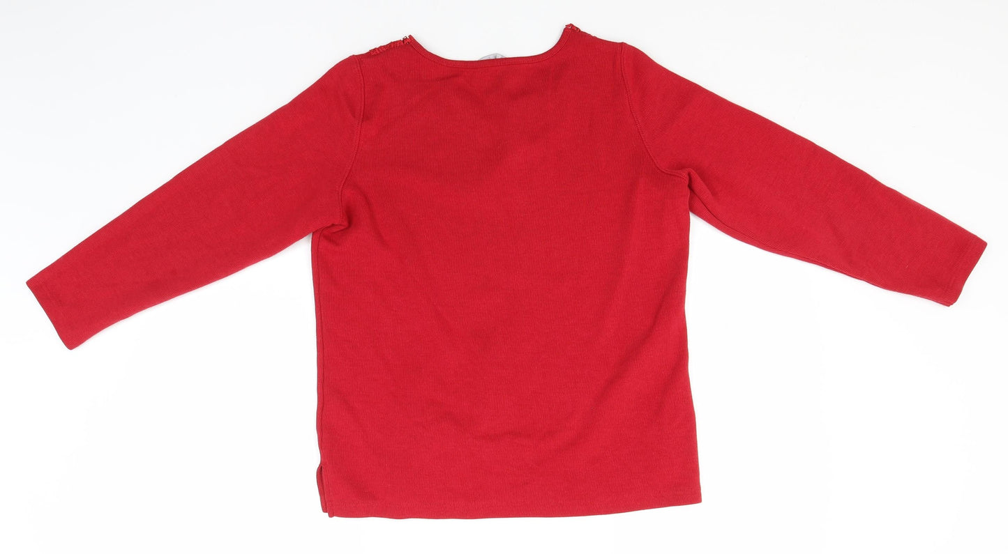 Bonmarché Womens Red Round Neck  Polyester Pullover Jumper Size S