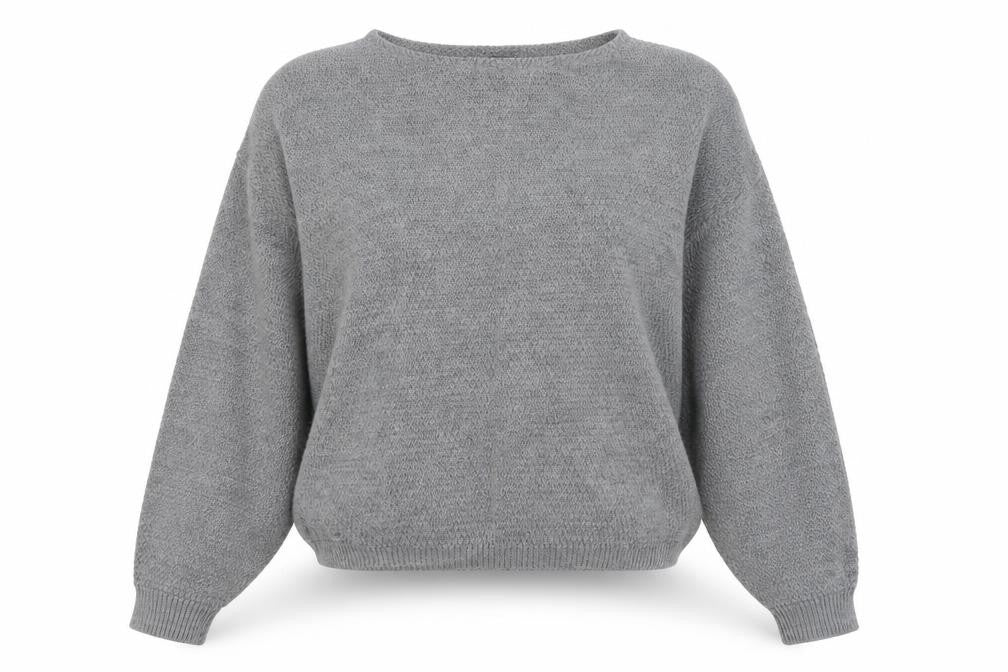 PRETTYLITTLETHING Womens Grey Round Neck  Acrylic Pullover Jumper Size M
