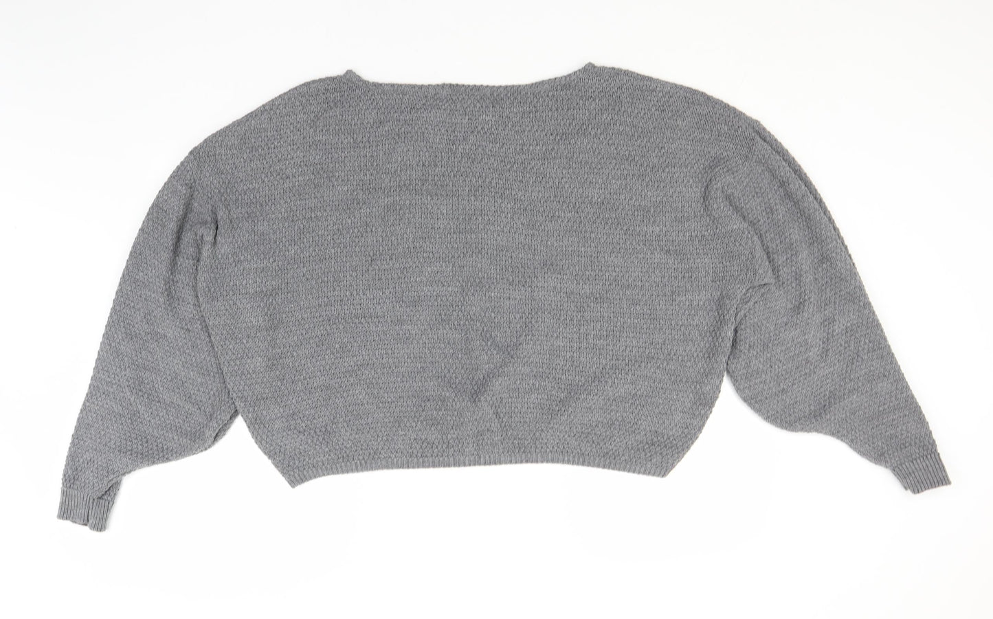 PRETTYLITTLETHING Womens Grey Round Neck  Acrylic Pullover Jumper Size M
