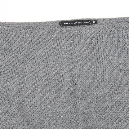 PRETTYLITTLETHING Womens Grey Round Neck  Acrylic Pullover Jumper Size M