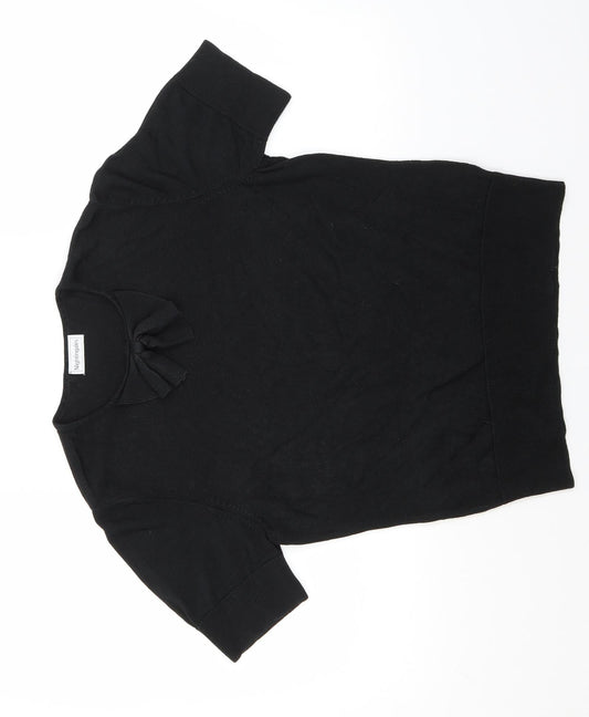 Nightingales Girls Black  Viscose Basic T-Shirt Size 14 Years Round Neck