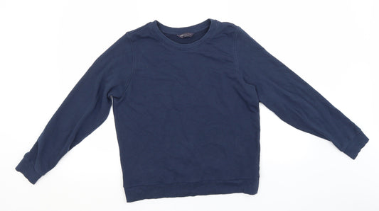 Marks and Spencer Womens Blue Round Neck  Cotton Pullover Jumper Size 12