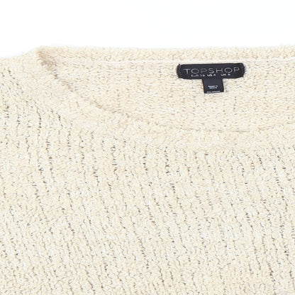 Topshop Womens Green Round Neck  Polyester Pullover Jumper Size 8