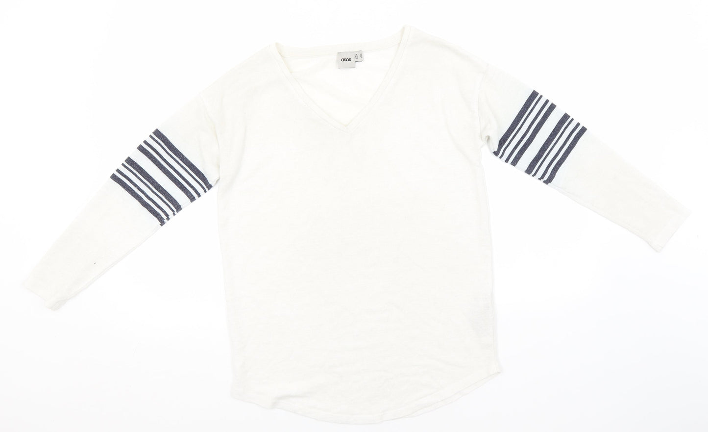 ASOS Womens White V-Neck  Polyester Pullover Jumper Size 10