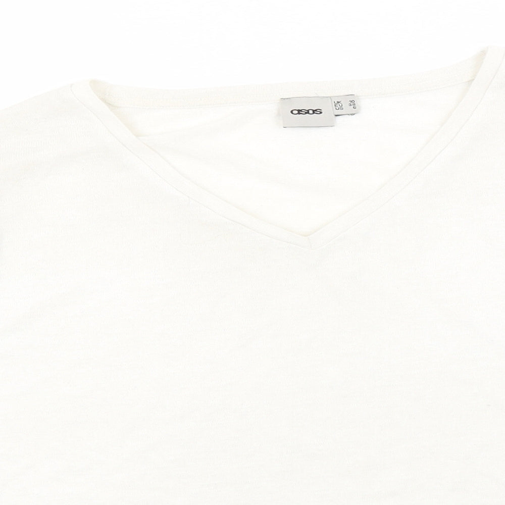 ASOS Womens White V-Neck  Polyester Pullover Jumper Size 10
