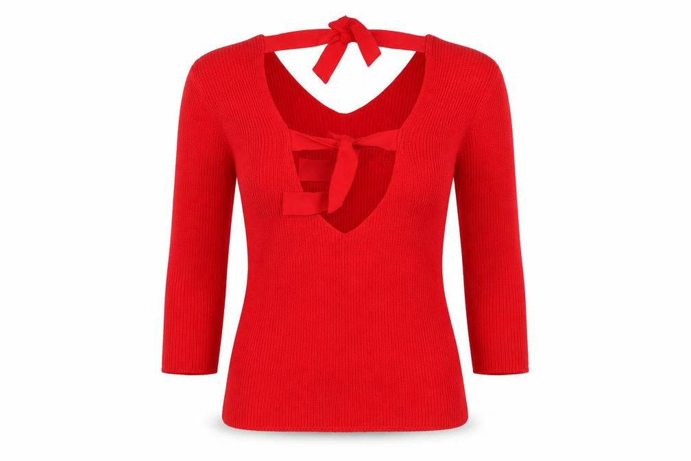 Boohoo Womens Red Round Neck  Acrylic Pullover Jumper Size 8