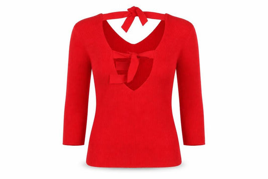 Boohoo Womens Red Round Neck  Acrylic Pullover Jumper Size 8