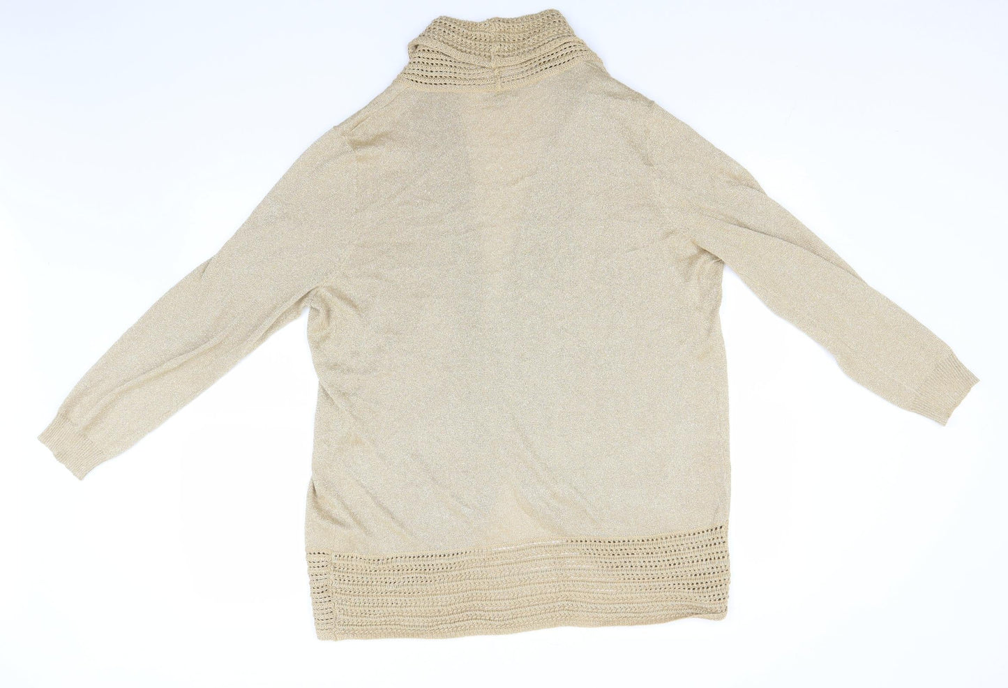 Soon Womens Gold Round Neck  Viscose Cardigan Jumper Size 18