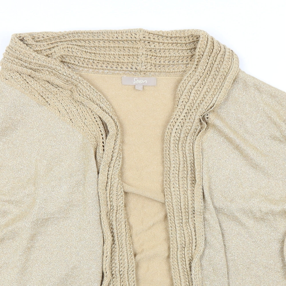 Soon Womens Gold Round Neck  Viscose Cardigan Jumper Size 18
