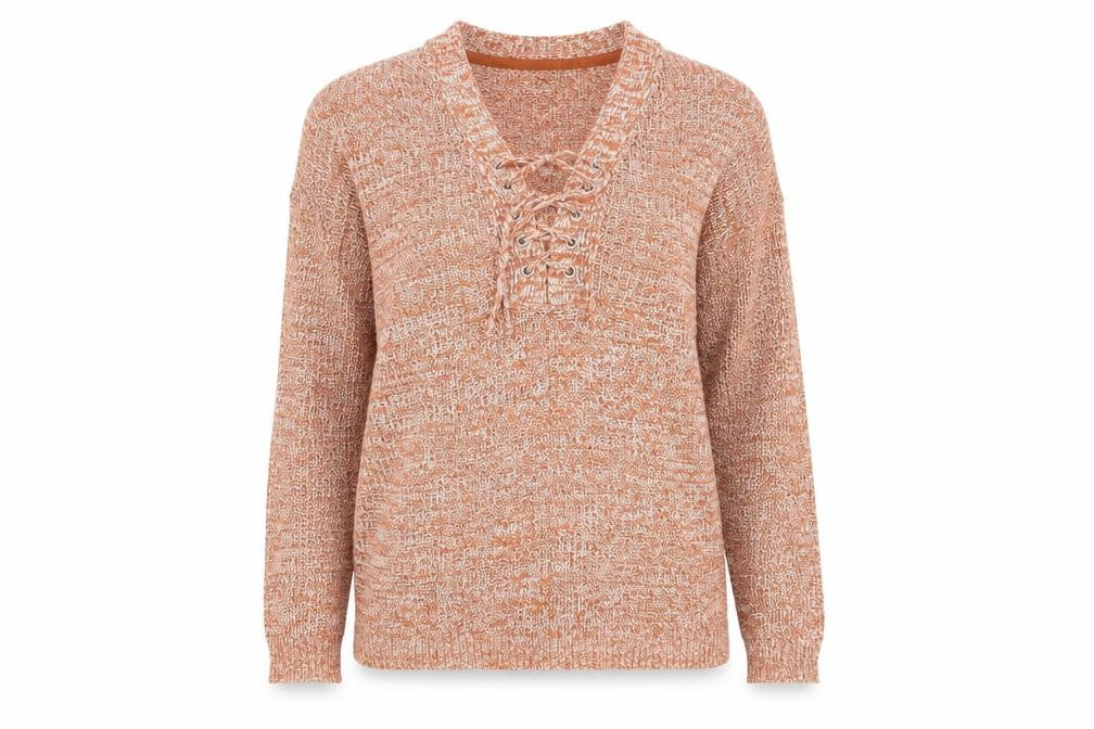 Papaya Womens Orange V-Neck  Acrylic Pullover Jumper Size M
