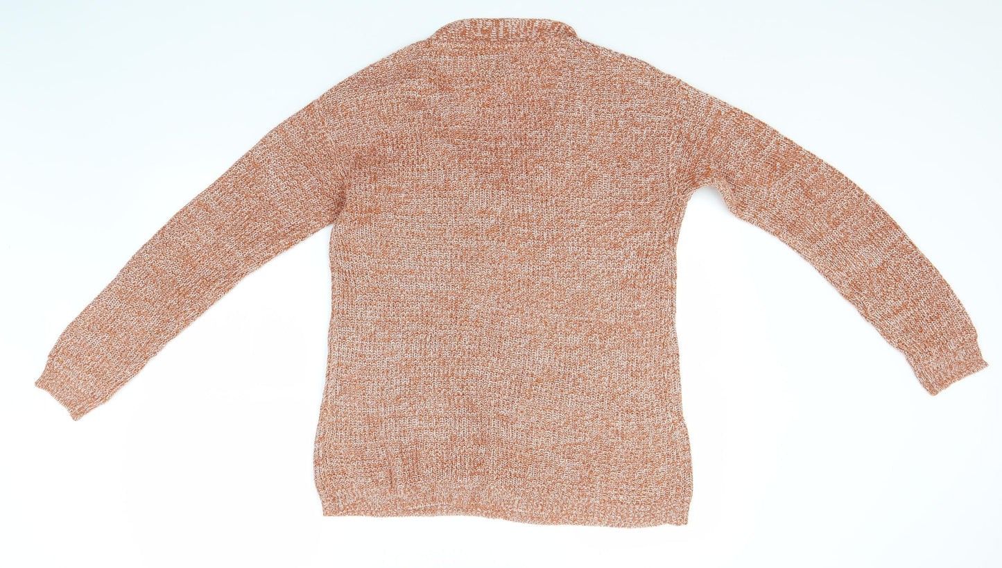 Papaya Womens Orange V-Neck  Acrylic Pullover Jumper Size M