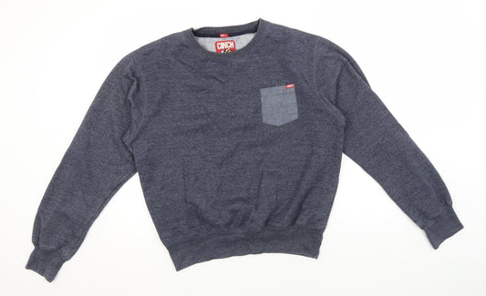 Cinch Mens Blue Round Neck  Polyester Pullover Jumper Size L
