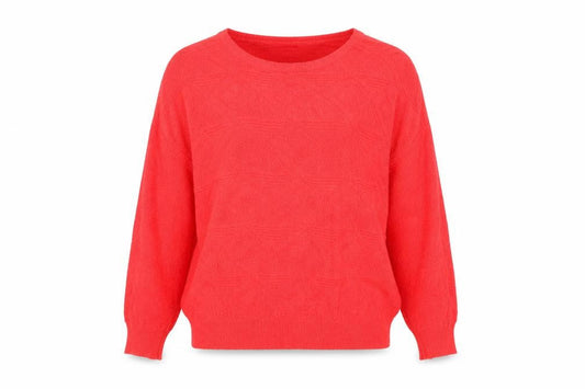 Warehouse Womens Red Round Neck Argyle/Diamond Cotton Pullover Jumper Size 12