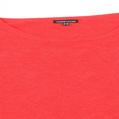 Warehouse Womens Red Round Neck Argyle/Diamond Cotton Pullover Jumper Size 12