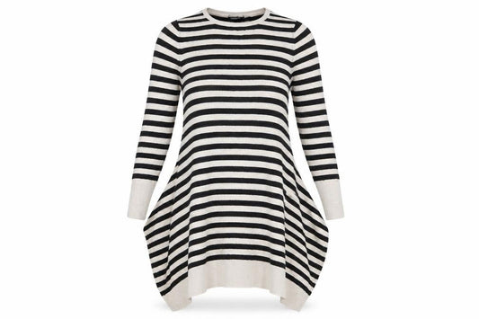 Atmosphere Womens Black Striped Viscose T-Shirt Dress  Size 8  Round Neck