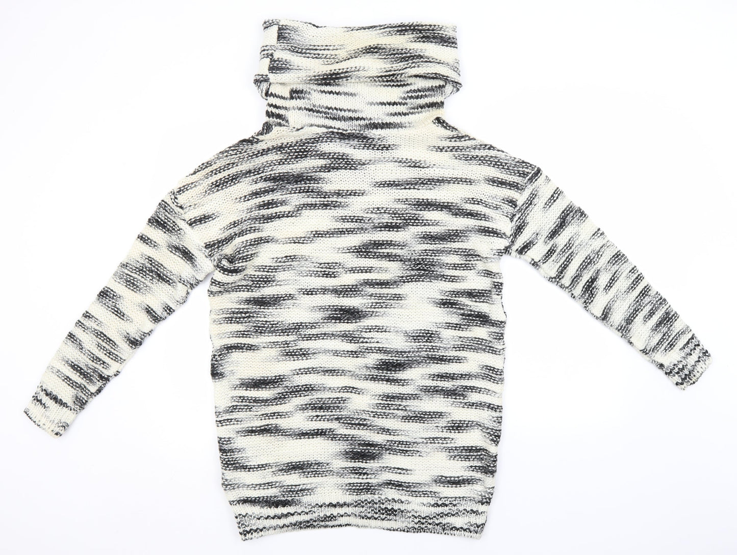 Even & Odd Womens Ivory Roll Neck Striped Acrylic Pullover Jumper Size M