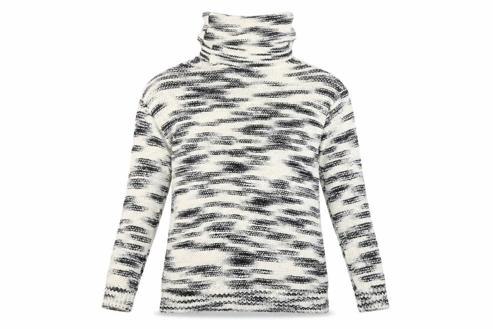 Even & Odd Womens Ivory Roll Neck Striped Acrylic Pullover Jumper Size M