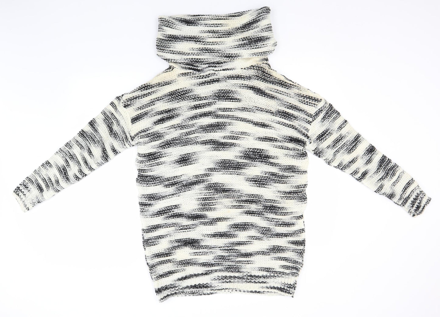 Even & Odd Womens Ivory Roll Neck Striped Acrylic Pullover Jumper Size M