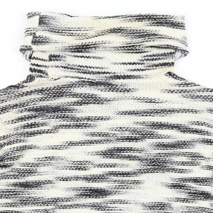 Even & Odd Womens Ivory Roll Neck Striped Acrylic Pullover Jumper Size M