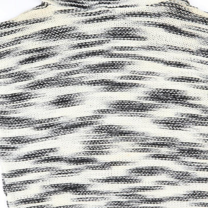 Even & Odd Womens Ivory Roll Neck Striped Acrylic Pullover Jumper Size M