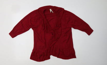 Preloved NEXT Womens Red V-Neck  Viscose Cardigan Jumper Size S - Front