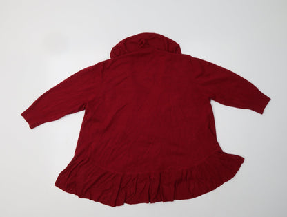 Preloved NEXT Womens Red V-Neck  Viscose Cardigan Jumper Size S - Back