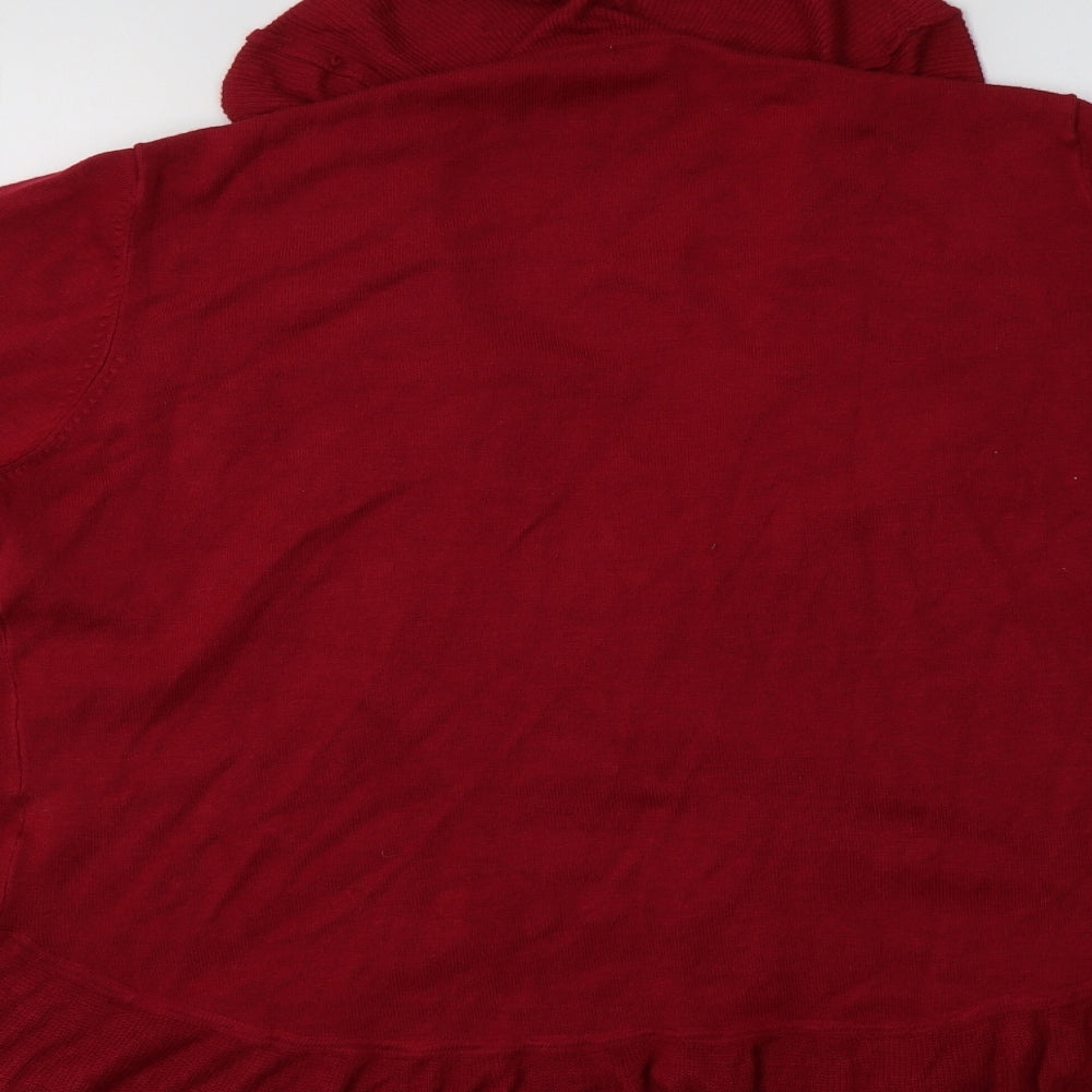 NEXT Womens Red V-Neck  Viscose Cardigan Jumper Size S