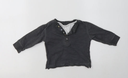 NEXT Baby Grey  Cotton Basic T-Shirt Size 9-12 Months Henley