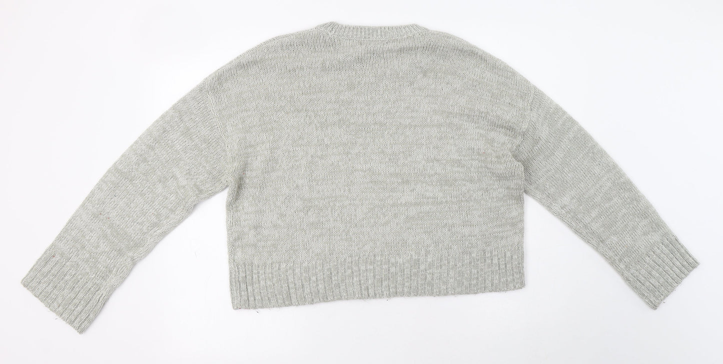 New Look Womens Grey Crew Neck  Acrylic Pullover Jumper Size L