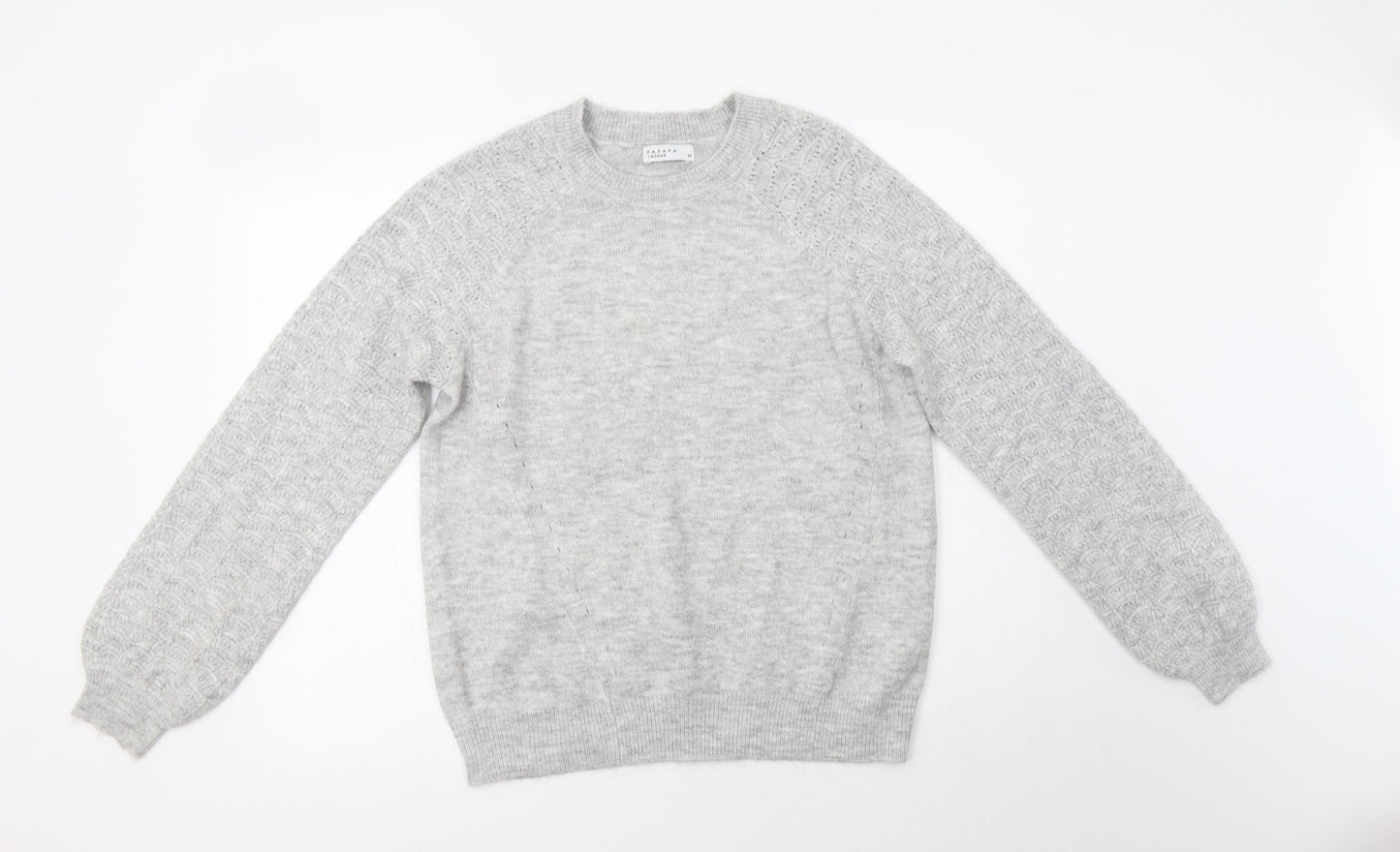 Papaya Womens Grey Collared  Acrylic Pullover Jumper Size M