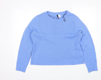 Divided Womens Blue Round Neck  Acrylic Pullover Jumper Size M