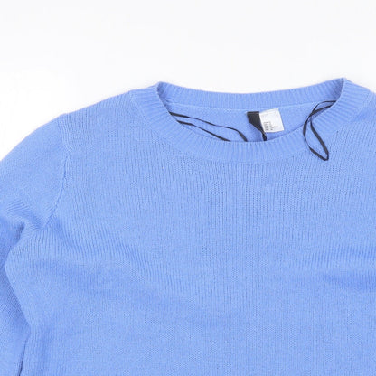 Divided Womens Blue Round Neck  Acrylic Pullover Jumper Size M