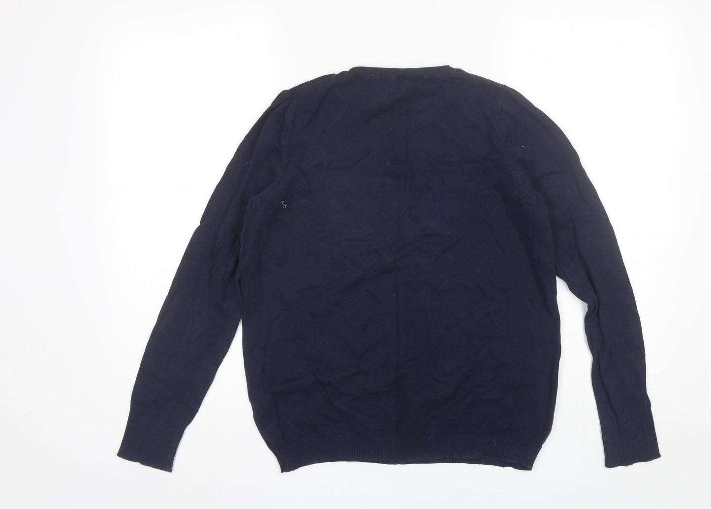 Red Herring Womens Blue Round Neck  Cotton Pullover Jumper Size 12