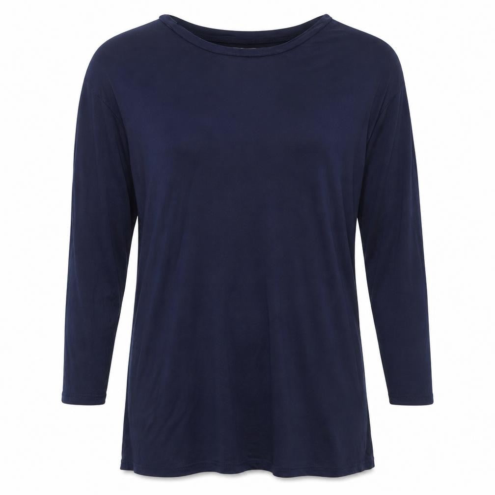 Anthology Womens Blue  Viscose Basic Blouse Size 14 Round Neck