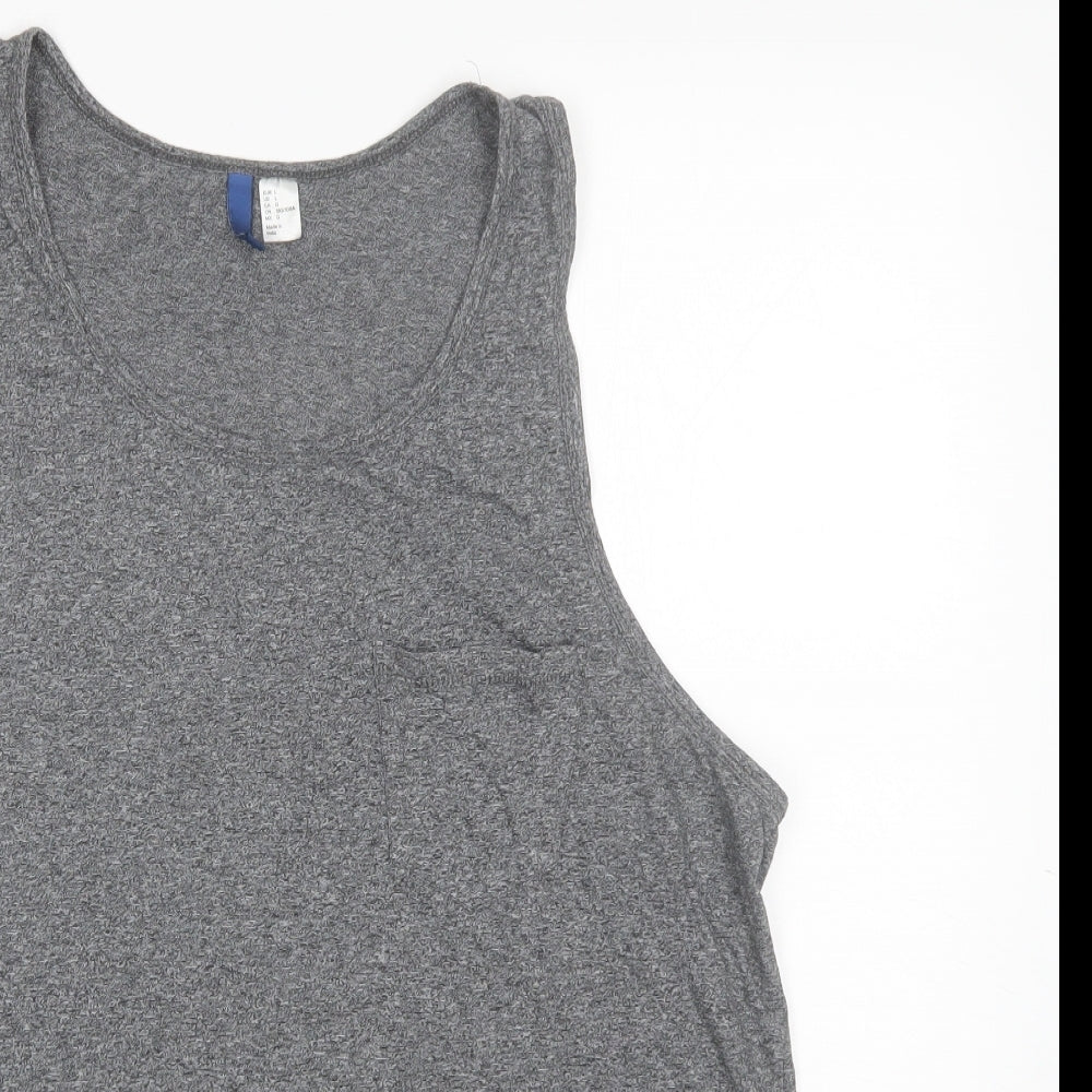 Divided Womens Grey  Cotton Basic Tank Size L Round Neck